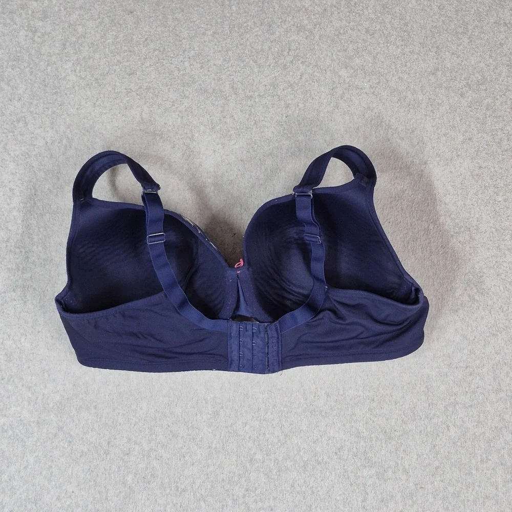 Cacique Women Bra 42DD Navy Floral Lightly Lined Balconette Adjustable READ